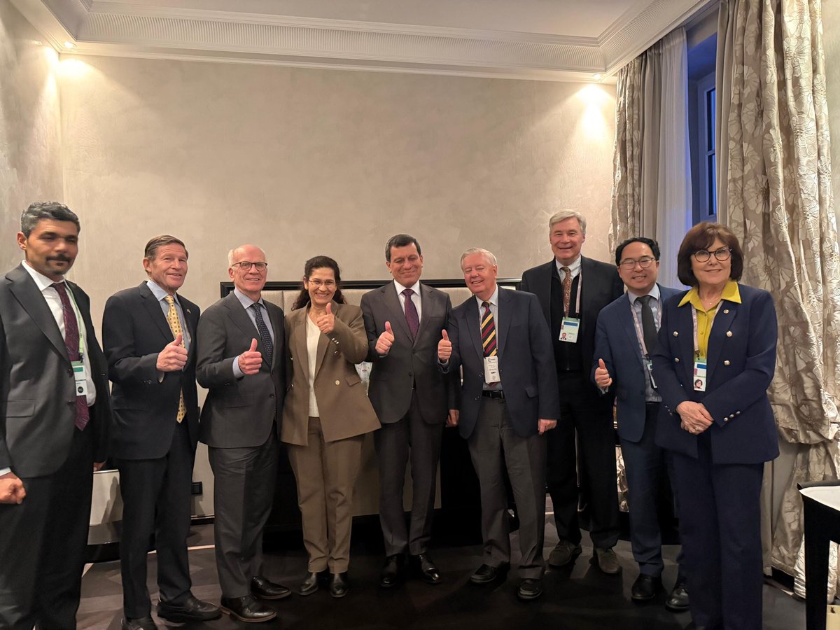 With great honor, we had the opportunity to meet with a delegation of members of the United States Congress, led by Senator <a href="/LindseyGrahamSC/">Lindsey Graham</a> , and comprising Senators  Sheldon Whitehouse, Jacky Rosen, Peter Welch, and Andy Kim, on the sidelines of the Munich Security Conference