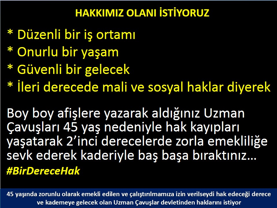 <a href="/Temudmersin/">TEMUD Mersin İl Başkanlığı</a> #UzmanÇavuş
#UzmanÇavuşlar
#EmekliUzmanÇavuşlar
#BirDereceHak
<a href="/RTErdogan/">Recep Tayyip Erdoğan</a>
<a href="/MHP_Bilgi/">MHP</a>
<a href="/MhpTbmmGrubu/">MHP TBMM Grubu #MHP</a>
<a href="/dbdevletbahceli/">Devlet Bahçeli</a>
<a href="/yasaryldrmMHP/">Yaşar Yıldırım</a>
<a href="/buyukataman/">İsmet Büyükataman</a>
<a href="/erkanakcay45/">Erkan Akçay</a>
<a href="/E_SemihYalcin/">E. Semih Yalçın</a>
<a href="/sadirdurmaz/">Sadir Durmaz 🇹🇷</a>
<a href="/UlviYonter/">Dr.İzzet Ulvi YÖNTER</a>
<a href="/ismailozdemirrr/">İsmail ÖZDEMİR 🇹🇷</a>
<a href="/muharremvarli01/">Muharrem VARLI</a>
<a href="/AyseSibelErsoy/">Ayşe Sibel Ersoy🇹🇷</a>
<a href="/MehmetTaytakMHP/">Mehmet Taytak</a>
<a href="/MevltKarakaya25/">Mevlüt Karakaya</a>