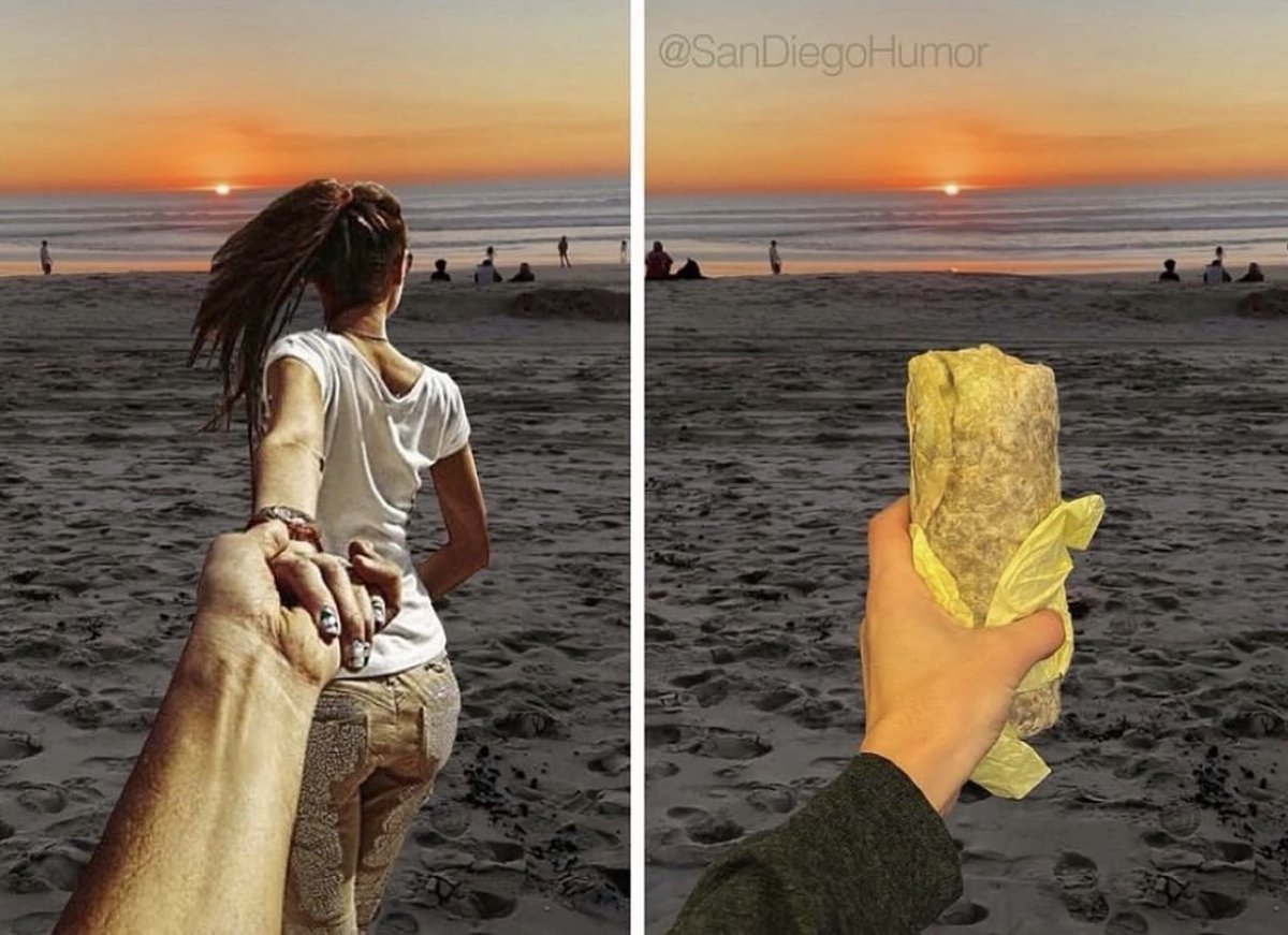 Sandiegohumor's tweet photo. Couples in San Diego vs 
Singles in San Diego on Valentine’s Day https://t.co/frQ33jrmuq