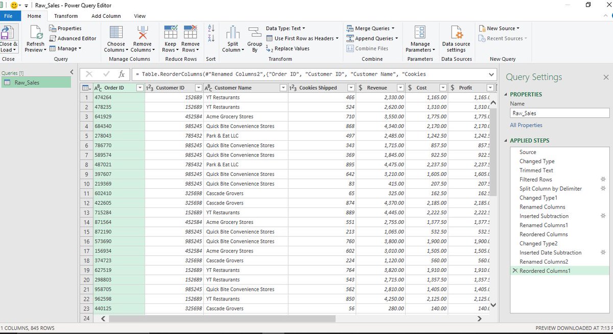 Wangui__'s tweet photo. Day 17 of Data Analysis

Second attempt at Power Query. I cleaned a raw sales dataset in Excel + Power Query. It had wrong data types, nulls, and structure issues. I fixed types, filtered bad rows, split/renamed columns, #BuildInPublic https://t.co/nL6uohPdoQ