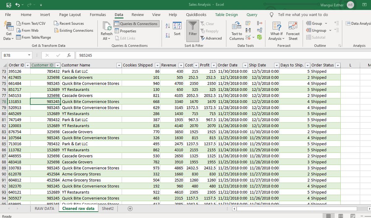 Wangui__'s tweet photo. Day 17 of Data Analysis

Second attempt at Power Query. I cleaned a raw sales dataset in Excel + Power Query. It had wrong data types, nulls, and structure issues. I fixed types, filtered bad rows, split/renamed columns, #BuildInPublic https://t.co/nL6uohPdoQ