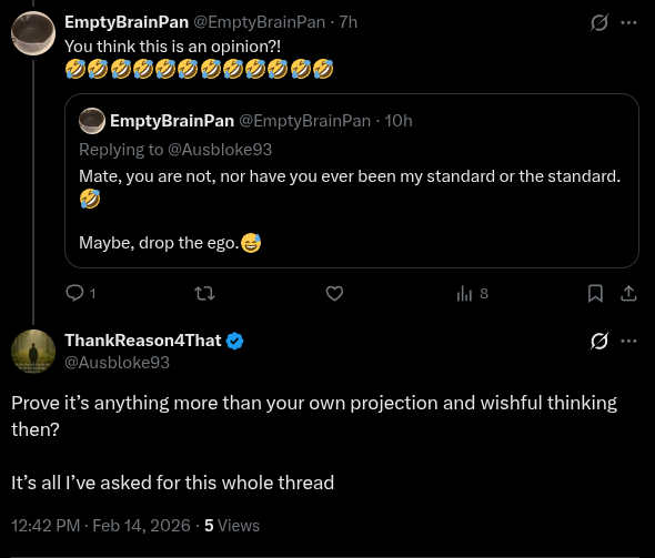 EmptyBrainPan's tweet photo. @Ausbloke93 @neutrinomoon Oh, that's a keeper.🤣🤣🤣🤣🤣🤣 https://t.co/4ZdyjfS3Uk