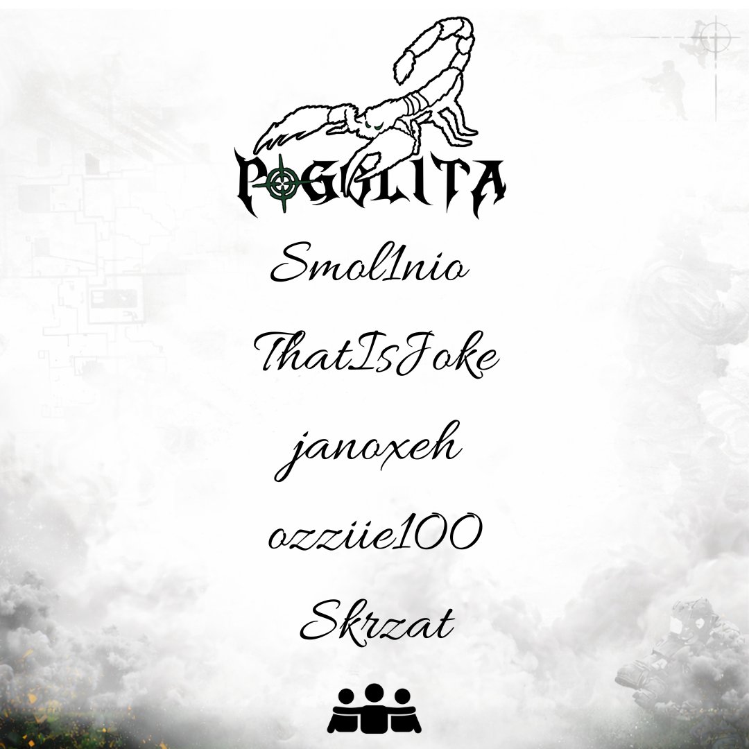 Z dumą przedstawiamy Wam zawodników, którzy reprezentują nasze barwy jako Main Roster:

👤<a href="/Smol1nio/">Smol1nio</a>
👤ThatIsJoke
👤<a href="/janoxeh/">janoxeh</a>
👤ozziie100
👤Skrzat

To piątka graczy gotowych na rywalizację, rozwój oraz budowanie silnej pozycji Pogolity na scenie CS2. 😮‍💨
