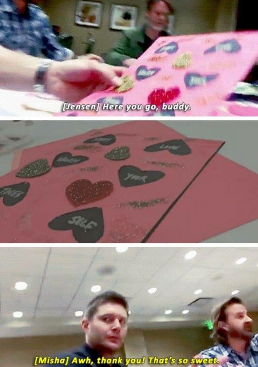 LvngConsciously's tweet photo. Actually… that’s the Valentine’s Day card Jensen made for MISHA. Then they auctioned it at the panel because they knew how much it would be worth.
💚💙💚💙💚💙❤️❤️❤️❤️❤️
#NiceTryThough
#JenMish
#StillWinning
https://t.co/fHiTDuY8vJ https://t.co/rMvPkpKYKM