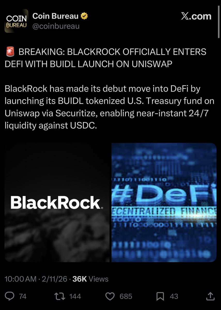 So a white house official says trillions of dollars are  waiting to come into the crypto

Trump has $2k tariff stimmys later on in the year

<a href="/X/">X</a> is going to allow crypto trading on the platform within weeks

And BlackRock started dabbling into defi

But you think we are cooked???