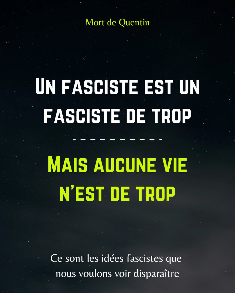 Un fasciste est un fasciste de trop. MAIS AUCUNE vie n’est de trop. Ce sont les idées fascistes que nous voulons voir disparaître

Un militant d’extrême droite est mort à la suite d’une bagarre de rue avec des militants antifascistes.

A la différence de l'extrême-droite, nous ne