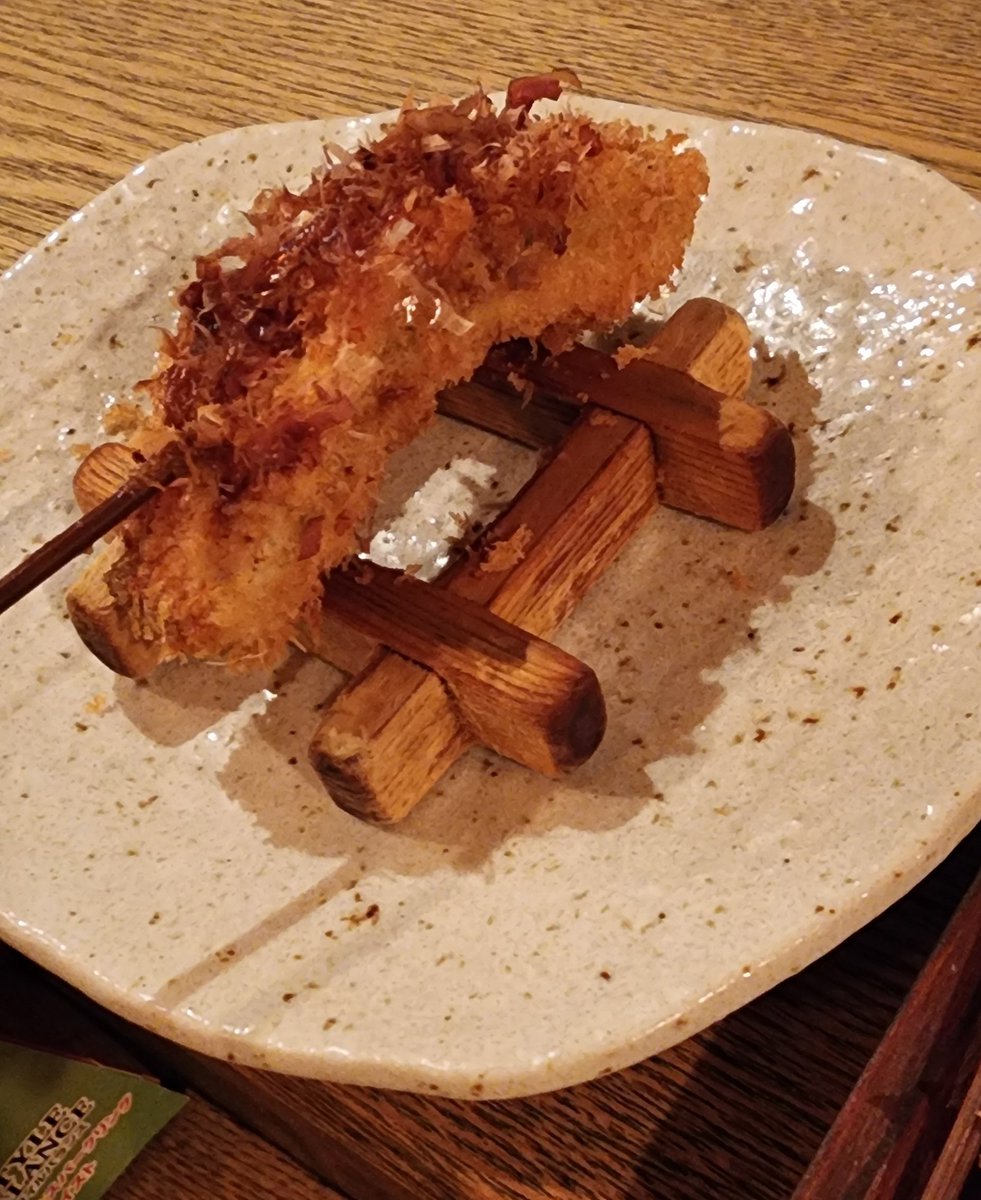 ホタテ貝柱
高野豆腐の白味噌のせ
ミンチカツ
キス
れんこん
たらこの大葉巻き
タコ
エビ
最後に食べた子持ち昆布めちゃ美味しかった😋