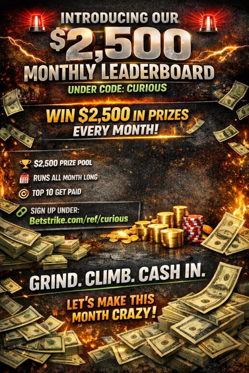 🚨 $2,500 MONTHLY LEADERBOARD 🚨
🏆 Top 10 players get paid
💸 10–20% deposit bonuses
🎁 High-Roller perks in Discord
👉 Join BetStrike: betstrike.com/ref/curious�
Follow <a href="/Curious_Currie/">Curiouscurrie</a>
Discord Link in Bio
LB looking So free U can wager just $20 to get 3rd place $300
#Giveaway