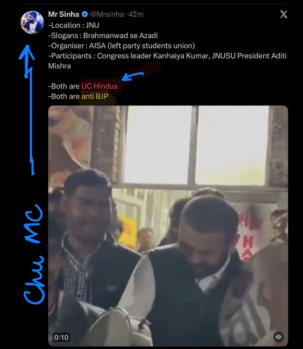 🚨 सावधान ‼️ 
chronology समझिए, अभी ये कॉमियों को UC/GC के रूप में चिन्हित कर रहे हैं।
साथ ही साथ anti- BJP 
क्या अब ऐसा हो सकता है कुछ दिन बाद ये UC/GC को देश विरोधी भी बताने लगे ? 
<a href="/neha_laldas/">Dr. Neha Das</a> <a href="/ajeetbharti/">Ajeet Bharti</a> <a href="/druditatyagi/">डॉ उदिता त्यागी</a> <a href="/pulkitnpc/">Pulkit Tyagi</a> <a href="/Adv_Anil_Mishra/">Adv. Anil Mishra</a>