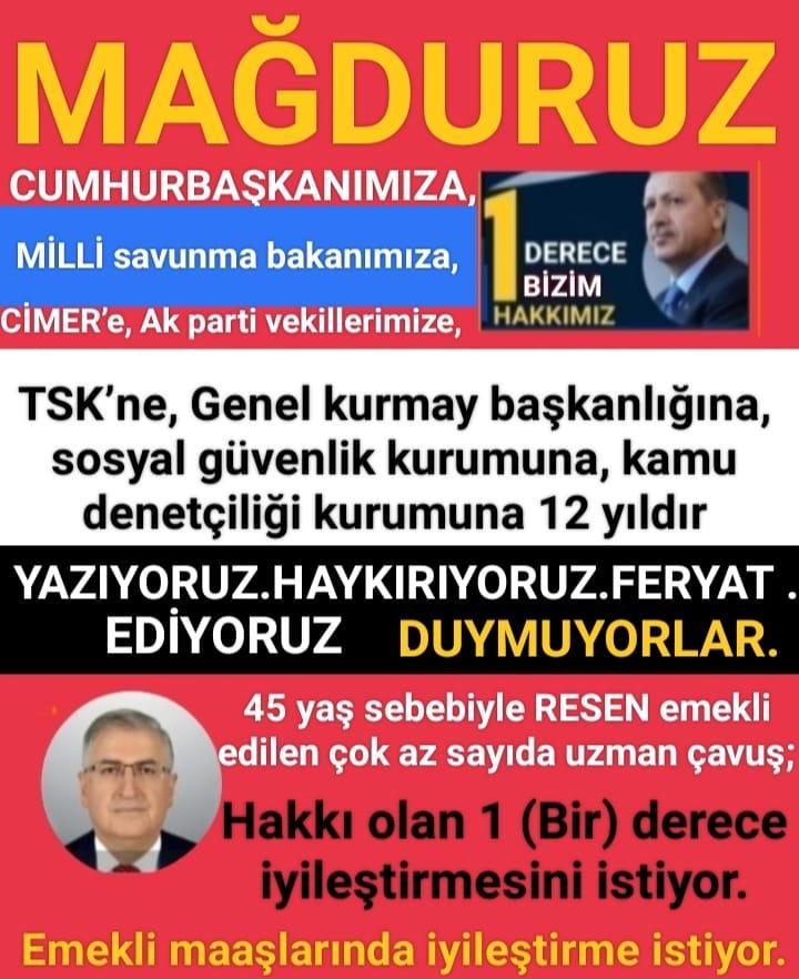 <a href="/TamerAc212211/">Tamer Aşcı</a> <a href="/ibrahim_0634/">İbrahim Akduman (1)</a> <a href="/slamGKSAL127401/">GÖKSAL</a> <a href="/Albayrak718007/">Albayrak</a> <a href="/akcaa158/">Ali -A-K-C-A-</a> <a href="/MuratNR3/">Murat ÖNÜR</a> <a href="/RTErdogan/">Recep Tayyip Erdoğan</a> <a href="/MHP_Bilgi/">MHP</a> <a href="/MhpTbmmGrubu/">MHP TBMM Grubu #MHP</a> <a href="/dbdevletbahceli/">Devlet Bahçeli</a> <a href="/yasaryldrmMHP/">Yaşar Yıldırım</a> <a href="/buyukataman/">İsmet Büyükataman</a> <a href="/erkanakcay45/">Erkan Akçay</a> <a href="/E_SemihYalcin/">E. Semih Yalçın</a> <a href="/sadirdurmaz/">Sadir Durmaz 🇹🇷</a> <a href="/UlviYonter/">Dr.İzzet Ulvi YÖNTER</a> <a href="/ismailozdemirrr/">İsmail ÖZDEMİR 🇹🇷</a> <a href="/muharremvarli01/">Muharrem VARLI</a> <a href="/AyseSibelErsoy/">Ayşe Sibel Ersoy🇹🇷</a> <a href="/MehmetTaytakMHP/">Mehmet Taytak</a> <a href="/MevltKarakaya25/">Mevlüt Karakaya</a> <a href="/TEMUD_2024/">Türkiye Emekli Uzman Erbaşlar Derneği (TEMUD)</a> <a href="/alitilkici38/">Ali Tilkici 🇹🇷</a> <a href="/01Akkayali/">ALİ AKSOY</a> <a href="/55erhanusta/">Dr. Erhan Usta</a> <a href="/ahmetyarici31/">Ahmet YARICI</a> <a href="/alimahir/">Ali Mahir Başarır</a> <a href="/av_gundogan/">Av. Ali Erdem GÜNDOĞAN</a> <a href="/bbpgenelmerkez/">BÜYÜK BİRLİK PARTİSİ</a> <a href="/burhanduran/">Burhanettin Duran</a> <a href="/cemacikgozz/">Cem Açıkgöz</a> <a href="/cemkucuk55/">Cem Küçük</a> <a href="/tcsavunma/">T.C. Millî Savunma Bakanlığı</a> <a href="/tcbestepe/">T.C. Cumhurbaşkanlığı</a> <a href="/TC_icisleri/">T.C. İçişleri Bakanlığı</a> #Tazminat emekli uzman çavuşlarında hakkıdır 
<a href="/tcbestepe/">T.C. Cumhurbaşkanlığı</a> 
<a href="/RTErdogan/">Recep Tayyip Erdoğan</a> 
<a href="/tcsavunma/">T.C. Millî Savunma Bakanlığı</a> 
<a href="/aerdemcantimur/">Abdullah Erdem Cantimur</a>
#TSK
#MSB
#MilliSavunmaBakanlığı
<a href="/heybetmusa/">Musa HEYBET</a>
<a href="/SuayAlpay/">Şuay Alpay🇹🇷</a>
<a href="/hulusiakarmedya/">Hulusi AKAR</a>
<a href="/TSKGnkur/">TSK</a>
<a href="/mehmetucum/">Mehmet Uçum</a>
<a href="/Akparti/">AK Parti</a> 
<a href="/memetsimsek/">Mehmet Simsek</a>
<a href="/valisalihayhan/">Salih AYHAN</a> 
<a href="/iletisim/">T.C. İletişim Başkanlığı</a>
<a href="/burhanduran/">Burhanettin Duran</a> 
<a href="/avabdullahguler/">Abdullah Güler</a>