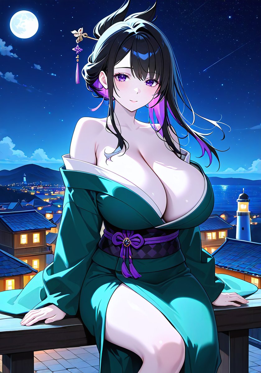 aksole83's tweet photo. Yuvi letting the wind claim what the night already owns... 💜

Open kimono, pale skin glowing under moonlight.

Come closer? 😏

(NSFW / sensitive)

#Lewd #NSFW #AnimeOC #AIArt #R18 #BigTits #Moonlit https://t.co/sSICrhJnkT