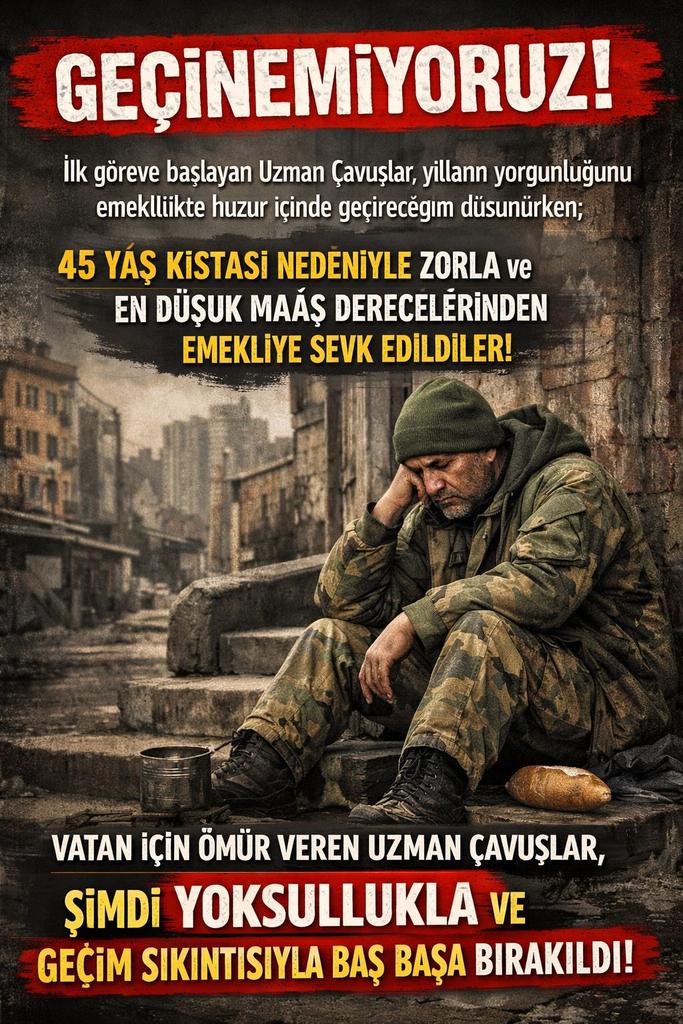 <a href="/TamerAc212211/">Tamer Aşcı</a> <a href="/ibrahim_0634/">İbrahim Akduman (1)</a> <a href="/slamGKSAL127401/">GÖKSAL</a> <a href="/Albayrak718007/">Albayrak</a> <a href="/akcaa158/">Ali -A-K-C-A-</a> <a href="/MuratNR3/">Murat ÖNÜR</a> <a href="/RTErdogan/">Recep Tayyip Erdoğan</a> <a href="/MHP_Bilgi/">MHP</a> <a href="/MhpTbmmGrubu/">MHP TBMM Grubu #MHP</a> <a href="/dbdevletbahceli/">Devlet Bahçeli</a> <a href="/yasaryldrmMHP/">Yaşar Yıldırım</a> <a href="/buyukataman/">İsmet Büyükataman</a> <a href="/erkanakcay45/">Erkan Akçay</a> <a href="/E_SemihYalcin/">E. Semih Yalçın</a> <a href="/sadirdurmaz/">Sadir Durmaz 🇹🇷</a> <a href="/UlviYonter/">Dr.İzzet Ulvi YÖNTER</a> <a href="/ismailozdemirrr/">İsmail ÖZDEMİR 🇹🇷</a> <a href="/muharremvarli01/">Muharrem VARLI</a> <a href="/AyseSibelErsoy/">Ayşe Sibel Ersoy🇹🇷</a> <a href="/MehmetTaytakMHP/">Mehmet Taytak</a> <a href="/MevltKarakaya25/">Mevlüt Karakaya</a> <a href="/TEMUD_2024/">Türkiye Emekli Uzman Erbaşlar Derneği (TEMUD)</a> <a href="/alitilkici38/">Ali Tilkici 🇹🇷</a> <a href="/01Akkayali/">ALİ AKSOY</a> <a href="/55erhanusta/">Dr. Erhan Usta</a> <a href="/ahmetyarici31/">Ahmet YARICI</a> <a href="/alimahir/">Ali Mahir Başarır</a> <a href="/av_gundogan/">Av. Ali Erdem GÜNDOĞAN</a> <a href="/bbpgenelmerkez/">BÜYÜK BİRLİK PARTİSİ</a> <a href="/burhanduran/">Burhanettin Duran</a> <a href="/cemacikgozz/">Cem Açıkgöz</a> <a href="/cemkucuk55/">Cem Küçük</a> <a href="/tcsavunma/">T.C. Millî Savunma Bakanlığı</a> <a href="/tcbestepe/">T.C. Cumhurbaşkanlığı</a> <a href="/TC_icisleri/">T.C. İçişleri Bakanlığı</a> <a href="/_cevdetyilmaz/">Cevdet Yılmaz</a> <a href="/TBMMGenelKurulu/">TBMM Genel Kurulu</a> <a href="/Akparti/">AK Parti</a> <a href="/nacibostanci/">M. Naci Bostancı</a> <a href="/akbasogluemin/">Av. M.Emin AKBAŞOĞLU 🇹🇷</a> <a href="/AliYerlikaya/">Ali Yerlikaya</a> <a href="/mustafaelitas/">Mustafa Elitaş</a> <a href="/memetsimsek/">Mehmet Simsek</a> 2016 yılında 6656 sayılı kanunla lise dengi okul mezunu astsubaylara 3600 EK gösterge verebilmek için 1'derece iyileştirmesi yapıldı
Üzerine 2022 yılında 1 kademe verdiniz
45 yaş nedeniyle hak kayıpları yaşatarak zorla emekli edilen #UzmanÇavuş'lara #BirDerece'yi çokmu  gördünüz?