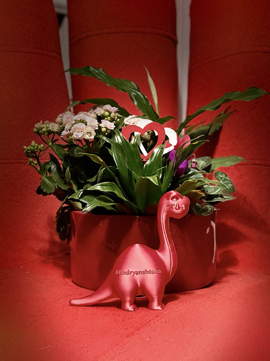 Little lady loves her Valentines flowers/ plants.