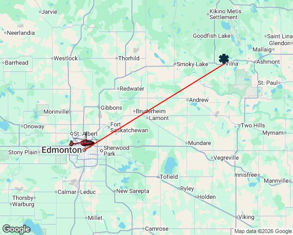 STARSambulance's tweet photo. 🚁 STAR-3 (Edmonton) has responded to a scene call in the Vilna, AB area. https://t.co/RND6vYaBPX