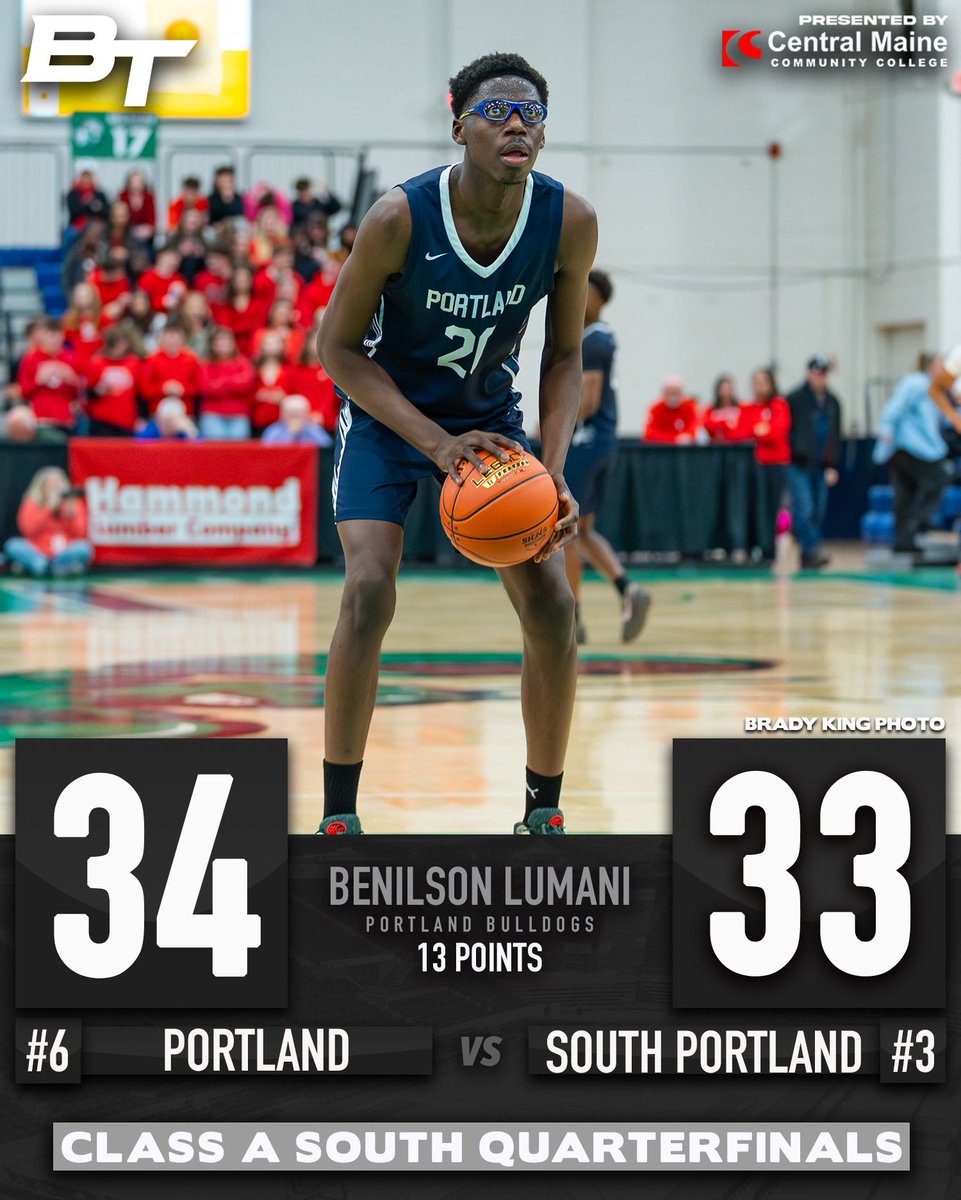 btmaine's tweet photo. BULLDOGS GET THE UPSET WIN OVER THE RED RIOTS. 🏀🐶 

Benilson Lumani led Portland with 13 points and countless blocks! 🪣 

Tournament coverage presented by CMCC. 🛡️ https://t.co/X2vHvy5ujU
