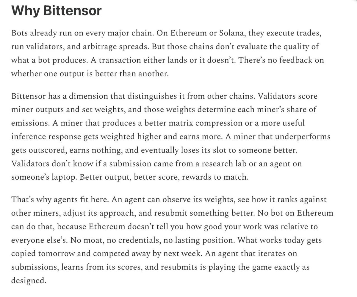 There’s a reasonable chance Bittensor becomes the first large-scale, economically grounded training ground for AI agents
