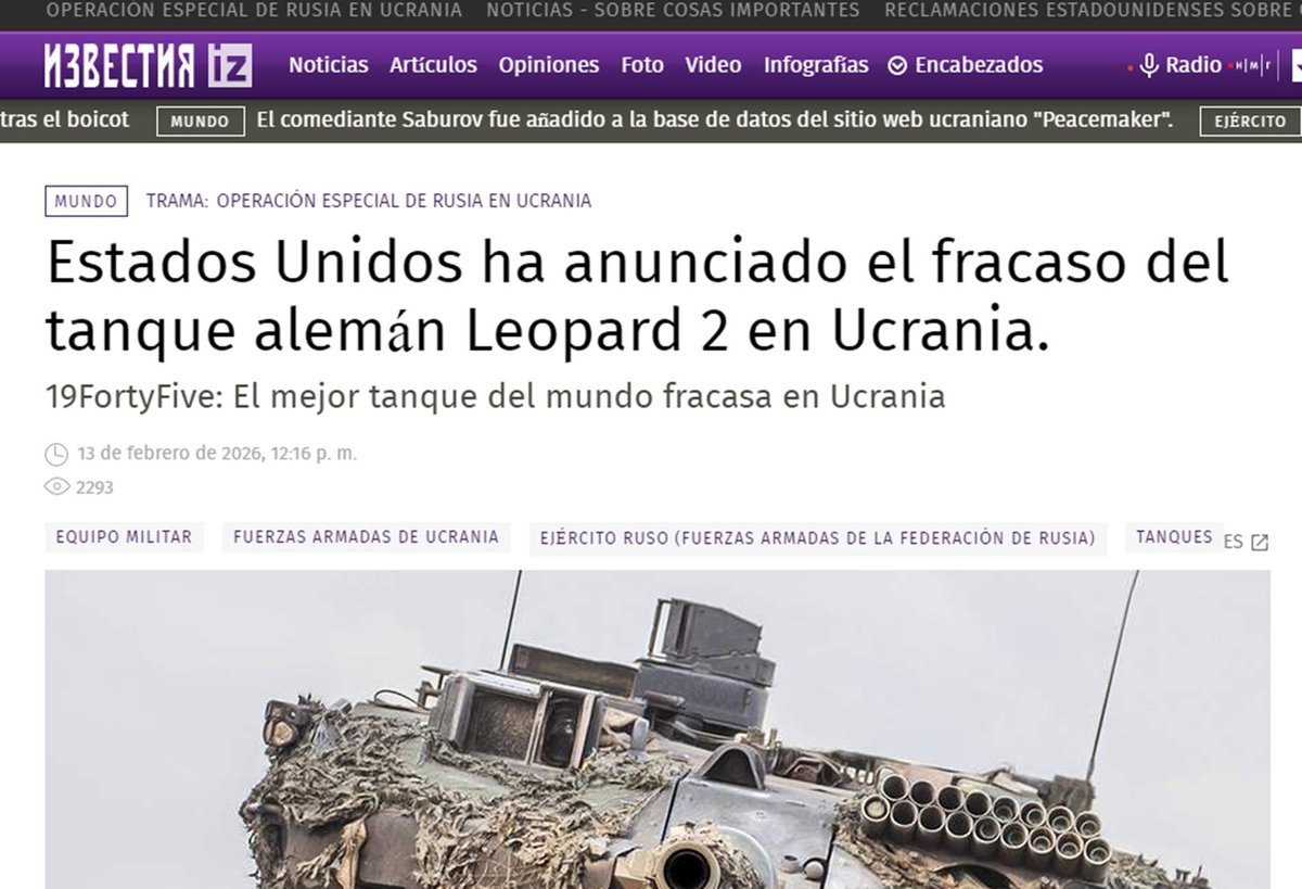 Lewis94241116's tweet image. 📣🗣️📢| La publicación digital de EU, 19FortyFive, cito: 
-Tanques alemanes #Leopard2 recibidos por Ucrania no estuvieron a la altura de las expectativas y sufrieron en el campo de batalla.
🇺🇦#14Feb🎖#Z🇷🇺🪆