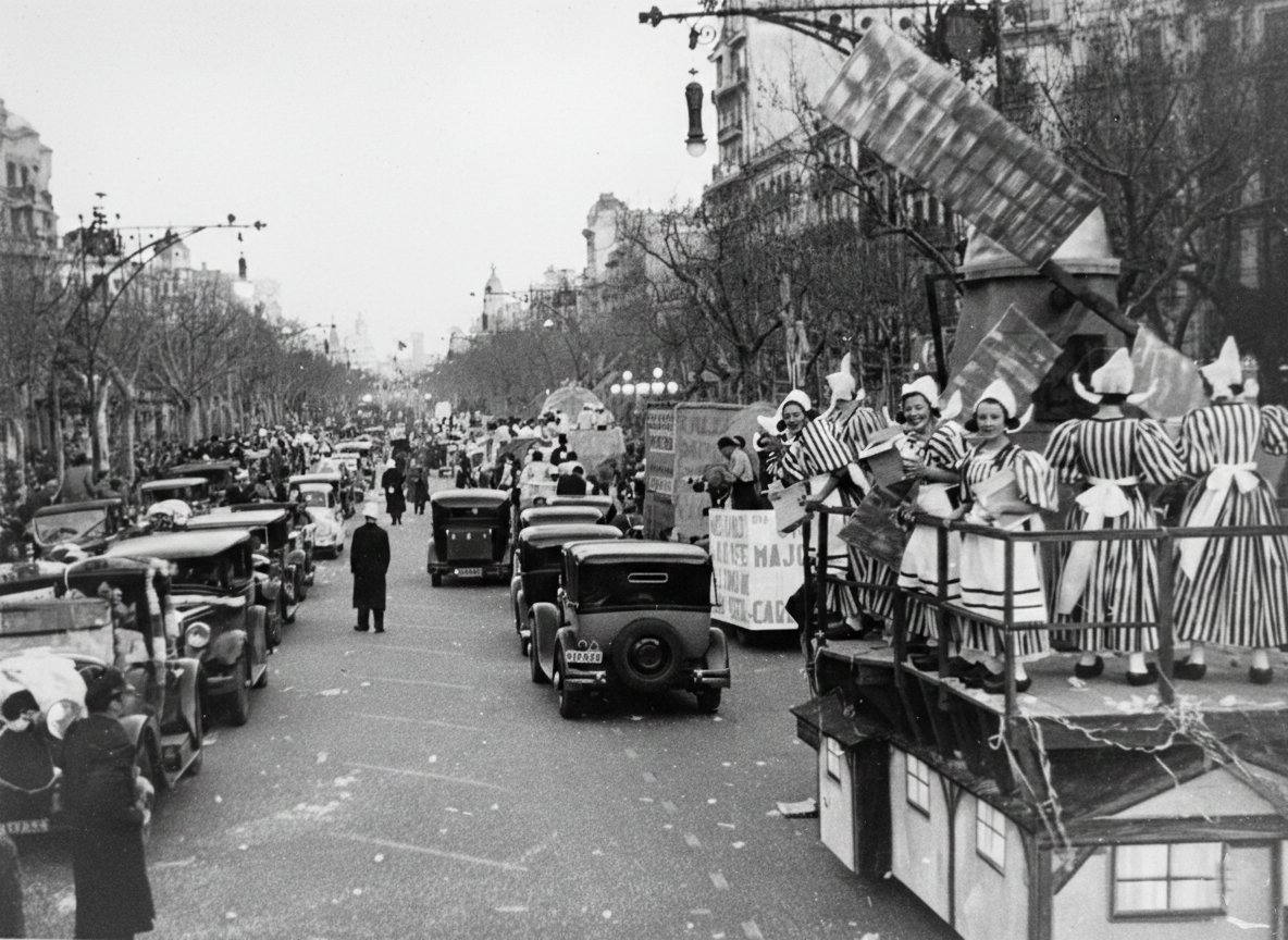Abans de la Guerra Civil, a Barcelona se celebrava una rua multitudinària de Carnaval al passeig de Gràcia, on desfilaven carrosses espectaculars.  

Aquest és un fil amb fotos de la rua de 1936, ara fa 90 anys 👇