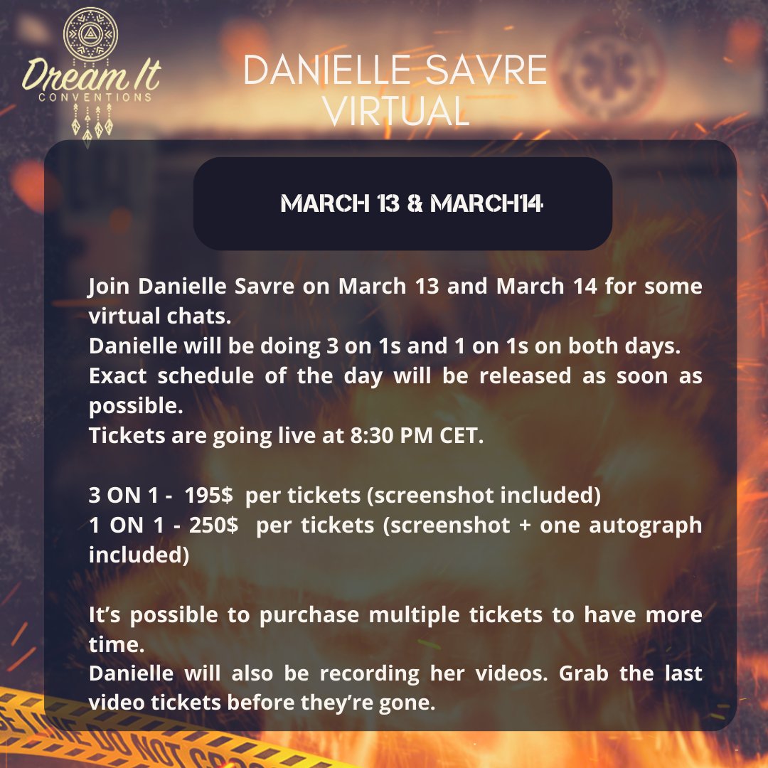 dsavreramoona's tweet photo. Danielle will be doing virtual chats 3:1 and 1:1 with fans on March 13th and 14th. She also will be recording her FRR7 videos (via #DreamitCon) https://t.co/rK3q8ObNtC