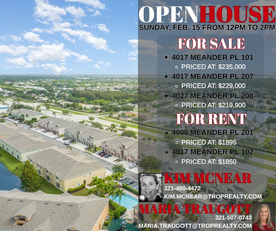 Get ready to fall in love with one of these great units 💕

Join us tomorrow from 12pm to 2pm to see what they have to offer!

Contact Kim McNear for more info! 📞321-480-4472

#TropicalRealty #RockledgeOpenHouse #WeekendPlans #HomeSweetHome #BrevardOpenHouse