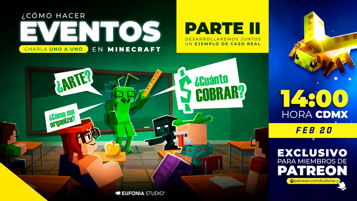 ¿COMO HACER EVENTOS EN MINECRAFT? LA CHARLA PARTE 2

Dale RT y sorteamos 10 cupos entre los que compartan

🤠 Viernes 20 de Febrero en nuestro Patreon desde 3 USD😗
patreon.com/eufonia