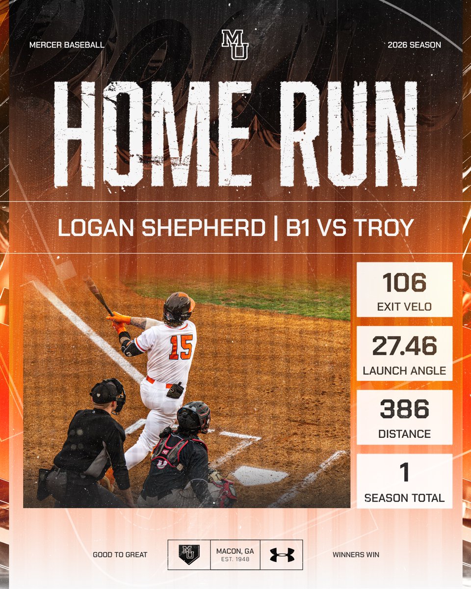 MercerBaseball's tweet photo. You'll never forget your first @LoganShep33 

#GoodToGreat | #WinnersWin https://t.co/ZHuj6ls8Kv