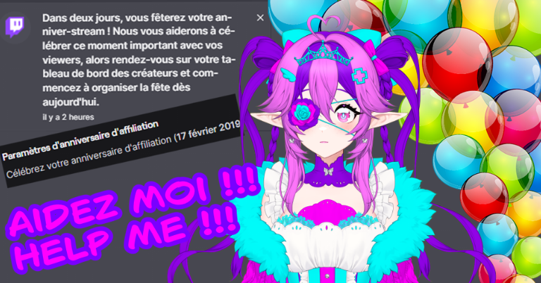 Bon chers ami/es #vtuber .... 
Je voulais faire un petit event pour mon anniversaire d'affiliation et faire un ptit diaporama de tout les dessins qu'on m'avait offert ou que j'avais commissionné.
Mais une maj Windows a foutu en l'air mon disque dure externe.