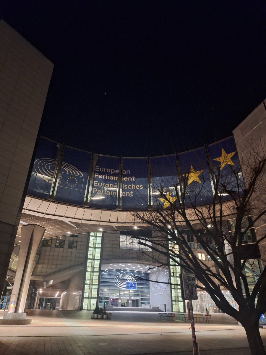 KashmirWatch's tweet image. A lone star shone brightly above the European Parliament on this freezing evening, 14 February—proof that even in the coldest night, light and hope endure.
#Brussels #EuropeanParliament  #WinterNight #Hope #Light #ColdNight #Europe