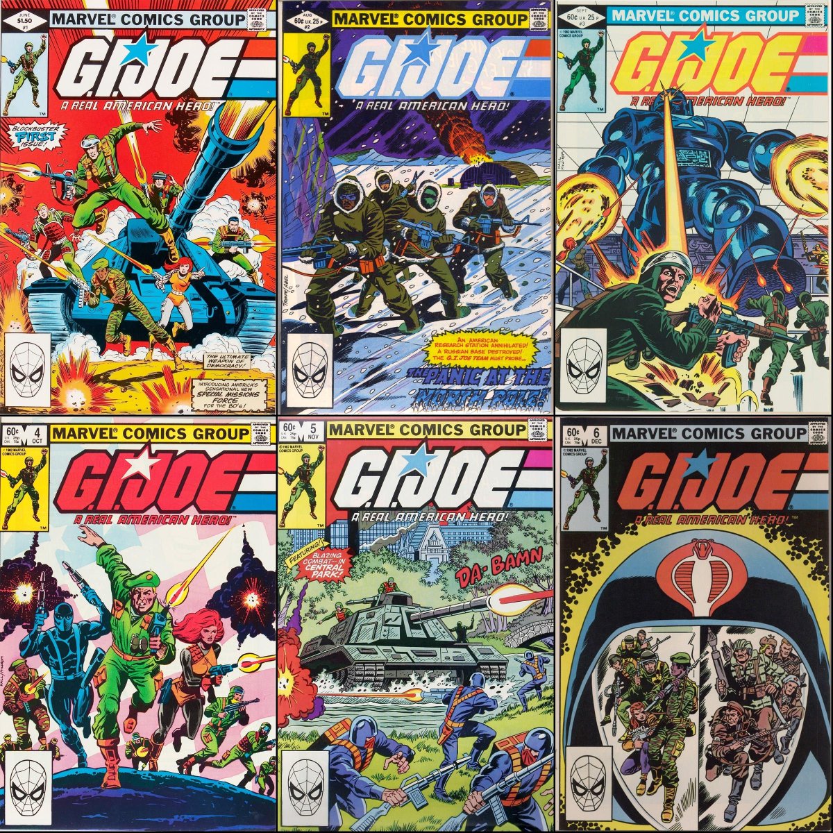 G.I. Joe: A Real American Hero #1-6 cover dated June-December 1982.