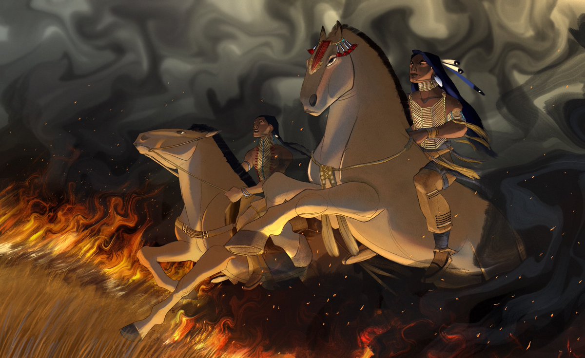 Yeichi and Waditope’ jumping through a prairie fire!