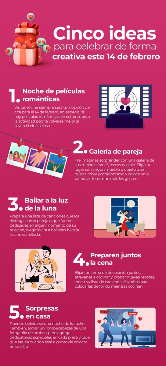 ¿Aún no tienes nada planeado para hoy? 

Consigue que el #DíaDelAmorYLaAmistad sea una fecha especial para tu pareja con las ideas que te comparto en la siguiente #infografia. 

¡Sorprende a tu ser amado y pasen un lindo día! 
.
.
.
#SanValentín #14DeFebrero #DíaDeLosEnamorados
