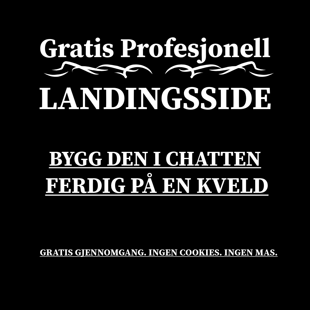 Du trenger ikke et nettsted.
Du trenger én landingsside.
Bygg den ferdig i chat.
Gratis guide. Ingen SaaS.

hugbyte.no/p/2026-02-13-b…