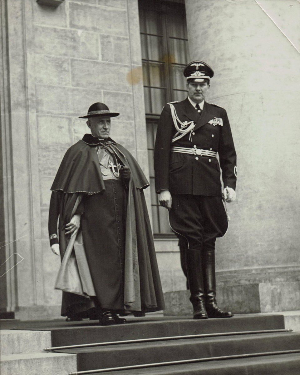 Deeteem1's tweet image. A Vatican messenger leaving a meeting congratulating Hitler on his 50th birthday