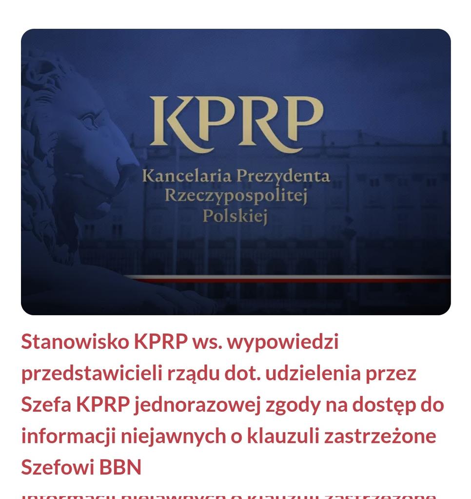 🔴 Gdyby przyjąć rozumowanie prezentowane publicznie przez przedstawicieli rządu – że w posiedzeniu Rady Bezpieczeństwa Narodowego uczestniczyła osoba nieuprawniona oraz że ja jako Szef KPRP nie byłem uprawniony do udzielenia jednorazowej zgody na podstawie art. 34 ust. 5 pkt 1
