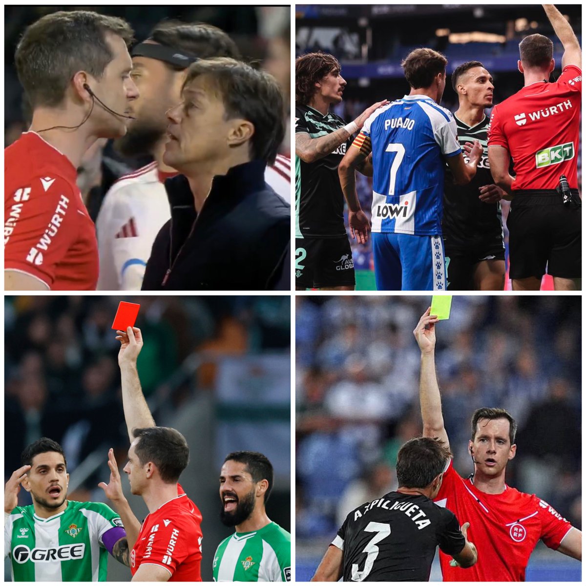 Difícil pensar que Iosu Galech Apezteguia no tiene algo en contra de la ciudad de Sevilla.

🔴 Al Sevilla FC en 3 partidos: 3 rojas y 13 amarillas.

🟢 Al Real Betis en 2 partidos: 1 roja, 9 amarillas y el escandaloso penalti para el Espanyol en el min 98.

Malísimo.