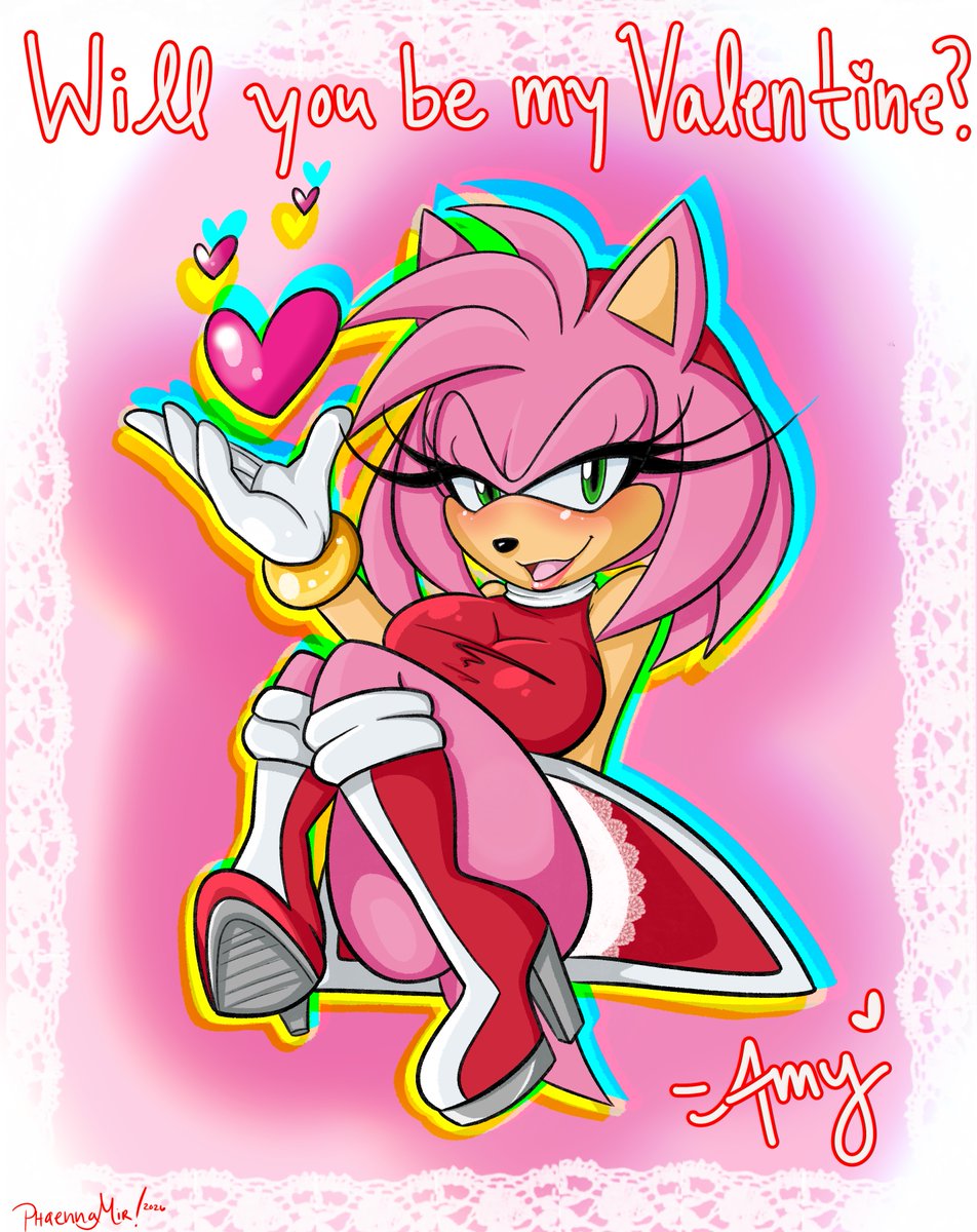 Will you be Amy's Valentine? 💋 She made this special card just for you🌺

Happy #ValentinesDay  everyone!

#AmyRose #SEGA #FanArt
<a href="/sonic_hedgehog/">Sonic the Hedgehog</a> I missed fanart Friday but enjoy this cutesy Amy!
