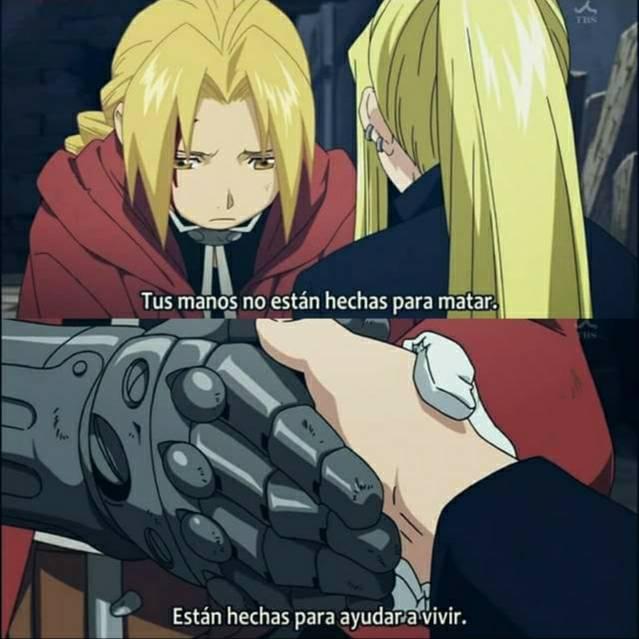 Una de las mejores expresiones de amor del anime y manga. Edward demuestra su cariño con la base de sus valores humanistas. Es el punto de inflexion del arco de Winry, y de igual manera, consigue ser una escena preciosa