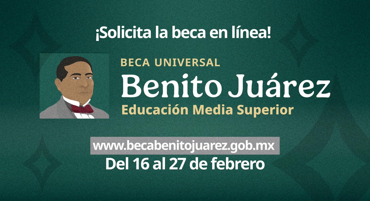 BecasBenito's tweet photo. ¡Prepárate para el registro a la Beca #BenitoJuárez!

Si estudias en una prepa o bachillerato público, alistate creando tu Llave MX. Aquí te decimos cómo ➡️ https://t.co/dxGUVSJvuQ https://t.co/h4jqUP4npT