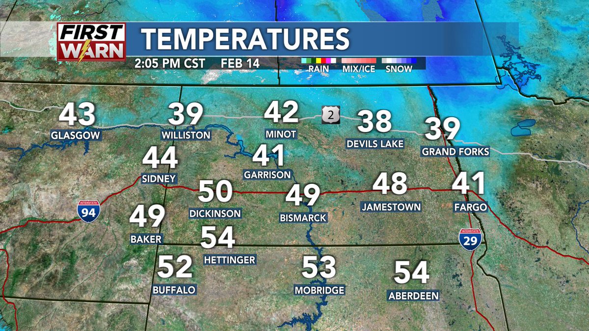 Good Afternoon!  Here are current temperatures with radar