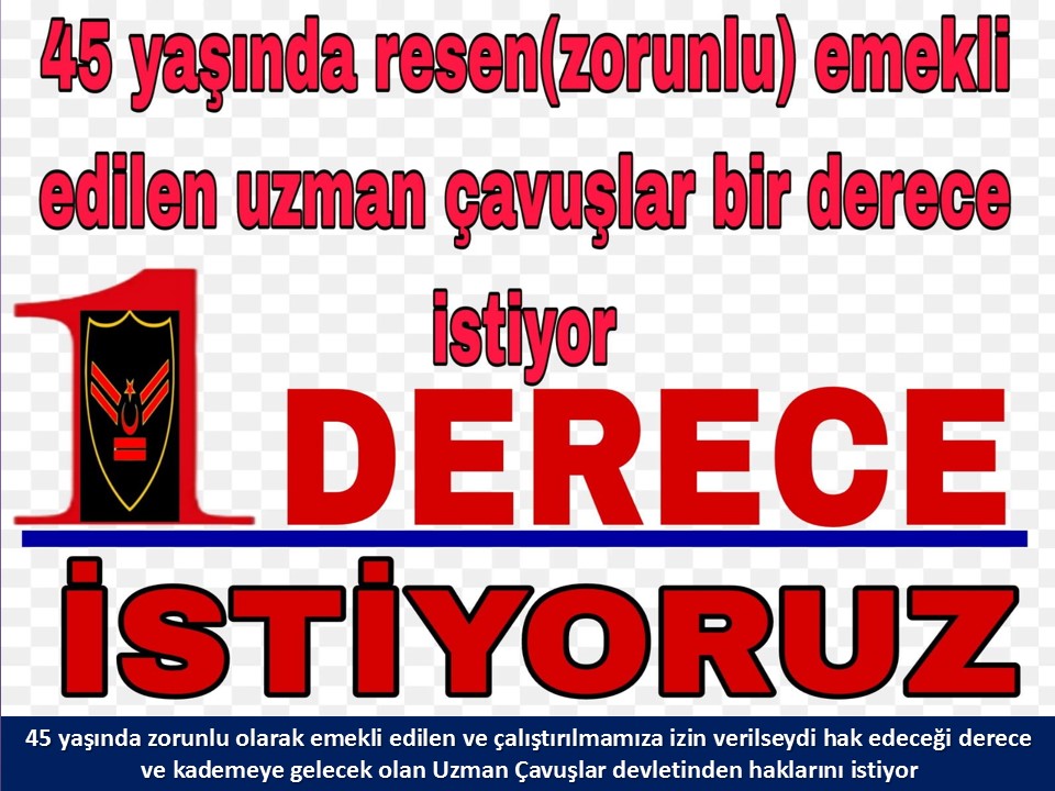 <a href="/TamerAc212211/">Tamer Aşcı</a> <a href="/ibrahim_0634/">İbrahim Akduman (1)</a> <a href="/slamGKSAL127401/">GÖKSAL</a> <a href="/Albayrak718007/">Albayrak</a> <a href="/akcaa158/">Ali -A-K-C-A-</a> <a href="/MuratNR3/">Murat ÖNÜR</a> <a href="/RTErdogan/">Recep Tayyip Erdoğan</a> <a href="/MHP_Bilgi/">MHP</a> <a href="/MhpTbmmGrubu/">MHP TBMM Grubu #MHP</a> <a href="/dbdevletbahceli/">Devlet Bahçeli</a> <a href="/yasaryldrmMHP/">Yaşar Yıldırım</a> <a href="/buyukataman/">İsmet Büyükataman</a> <a href="/erkanakcay45/">Erkan Akçay</a> <a href="/E_SemihYalcin/">E. Semih Yalçın</a> <a href="/sadirdurmaz/">Sadir Durmaz 🇹🇷</a> <a href="/UlviYonter/">Dr.İzzet Ulvi YÖNTER</a> <a href="/ismailozdemirrr/">İsmail ÖZDEMİR 🇹🇷</a> <a href="/muharremvarli01/">Muharrem VARLI</a> <a href="/AyseSibelErsoy/">Ayşe Sibel Ersoy🇹🇷</a> <a href="/MehmetTaytakMHP/">Mehmet Taytak</a> <a href="/MevltKarakaya25/">Mevlüt Karakaya</a> <a href="/TEMUD_2024/">Türkiye Emekli Uzman Erbaşlar Derneği (TEMUD)</a> <a href="/alitilkici38/">Ali Tilkici 🇹🇷</a> <a href="/55erhanusta/">Dr. Erhan Usta</a> <a href="/ahmetyarici31/">Ahmet YARICI</a> <a href="/alimahir/">Ali Mahir Başarır</a> <a href="/av_gundogan/">Av. Ali Erdem GÜNDOĞAN</a> <a href="/bbpgenelmerkez/">BÜYÜK BİRLİK PARTİSİ</a> <a href="/burhanduran/">Burhanettin Duran</a> <a href="/cemacikgozz/">Cem Açıkgöz</a> <a href="/cemkucuk55/">Cem Küçük</a> <a href="/tcsavunma/">T.C. Millî Savunma Bakanlığı</a> <a href="/tcbestepe/">T.C. Cumhurbaşkanlığı</a> <a href="/TC_icisleri/">T.C. İçişleri Bakanlığı</a> <a href="/_cevdetyilmaz/">Cevdet Yılmaz</a> <a href="/TBMMGenelKurulu/">TBMM Genel Kurulu</a> <a href="/Akparti/">AK Parti</a> <a href="/nacibostanci/">M. Naci Bostancı</a> <a href="/akbasogluemin/">Av. M.Emin AKBAŞOĞLU 🇹🇷</a> <a href="/AliYerlikaya/">Ali Yerlikaya</a> <a href="/mustafaelitas/">Mustafa Elitaş</a> <a href="/memetsimsek/">Mehmet Simsek</a> 2016 yılında 6656 sayılı kanunla lise dengi okul mezunu astsubaylara 3600 EK gösterge verebilmek için 1'derece iyileştirmesi yapıldı
Üzerine 2022 yılında 1 kademe verdiniz
45 yaş nedeniyle hak kayıpları yaşatarak zorla emekli edilen #UzmanÇavuş'lara #BirDerece'yi çokmu  gördünüz?