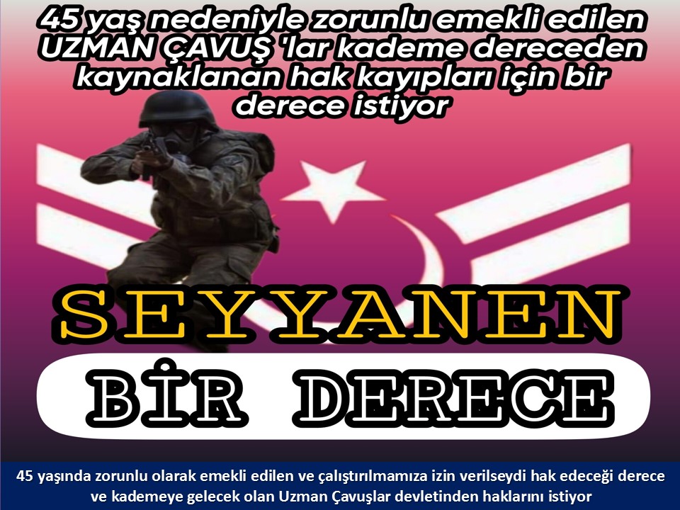 <a href="/TamerAc212211/">Tamer Aşcı</a> <a href="/ibrahim_0634/">İbrahim Akduman (1)</a> <a href="/slamGKSAL127401/">GÖKSAL</a> <a href="/Albayrak718007/">Albayrak</a> <a href="/akcaa158/">Ali -A-K-C-A-</a> <a href="/MuratNR3/">Murat ÖNÜR</a> <a href="/RTErdogan/">Recep Tayyip Erdoğan</a> <a href="/MHP_Bilgi/">MHP</a> <a href="/MhpTbmmGrubu/">MHP TBMM Grubu #MHP</a> <a href="/dbdevletbahceli/">Devlet Bahçeli</a> <a href="/yasaryldrmMHP/">Yaşar Yıldırım</a> <a href="/buyukataman/">İsmet Büyükataman</a> <a href="/erkanakcay45/">Erkan Akçay</a> <a href="/E_SemihYalcin/">E. Semih Yalçın</a> <a href="/sadirdurmaz/">Sadir Durmaz 🇹🇷</a> <a href="/UlviYonter/">Dr.İzzet Ulvi YÖNTER</a> <a href="/ismailozdemirrr/">İsmail ÖZDEMİR 🇹🇷</a> <a href="/muharremvarli01/">Muharrem VARLI</a> <a href="/AyseSibelErsoy/">Ayşe Sibel Ersoy🇹🇷</a> <a href="/MehmetTaytakMHP/">Mehmet Taytak</a> <a href="/MevltKarakaya25/">Mevlüt Karakaya</a> <a href="/TEMUD_2024/">Türkiye Emekli Uzman Erbaşlar Derneği (TEMUD)</a> <a href="/alitilkici38/">Ali Tilkici 🇹🇷</a> <a href="/55erhanusta/">Dr. Erhan Usta</a> <a href="/ahmetyarici31/">Ahmet YARICI</a> <a href="/alimahir/">Ali Mahir Başarır</a> <a href="/av_gundogan/">Av. Ali Erdem GÜNDOĞAN</a> <a href="/bbpgenelmerkez/">BÜYÜK BİRLİK PARTİSİ</a> <a href="/burhanduran/">Burhanettin Duran</a> <a href="/cemacikgozz/">Cem Açıkgöz</a> <a href="/cemkucuk55/">Cem Küçük</a> <a href="/tcsavunma/">T.C. Millî Savunma Bakanlığı</a> <a href="/tcbestepe/">T.C. Cumhurbaşkanlığı</a> <a href="/TC_icisleri/">T.C. İçişleri Bakanlığı</a> <a href="/_cevdetyilmaz/">Cevdet Yılmaz</a> <a href="/TBMMGenelKurulu/">TBMM Genel Kurulu</a> <a href="/Akparti/">AK Parti</a> <a href="/nacibostanci/">M. Naci Bostancı</a> <a href="/akbasogluemin/">Av. M.Emin AKBAŞOĞLU 🇹🇷</a> <a href="/AliYerlikaya/">Ali Yerlikaya</a> <a href="/mustafaelitas/">Mustafa Elitaş</a> <a href="/memetsimsek/">Mehmet Simsek</a> 2016 yılında 6656 sayılı kanunla lise dengi okul mezunu astsubaylara 3600 EK gösterge verebilmek için 1'derece iyileştirmesi yapıldı
Üzerine 2022 yılında 1 kademe verdiniz
45 yaş nedeniyle hak kayıpları yaşatarak zorla emekli edilen #UzmanÇavuş'lara #BirDerece'yi çokmu  gördünüz?