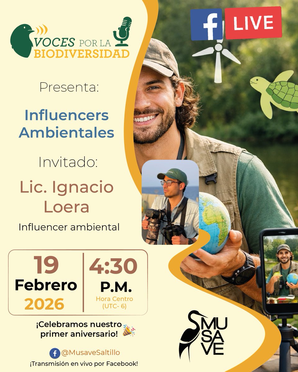 ¡Únete a “Voces por la biodiversidad” el próximo jueves 19 de febrero en Facebook! ✨

Tendremos como invitado a Ignacio Loera. 
 
 𝙼𝚄𝚂𝙴𝙾 𝙳𝙴 𝙻𝙰𝚂 𝙰𝚅𝙴𝚂 𝙳𝙴 𝙼É𝚇𝙸𝙲𝙾
 𝙲𝙾𝙽𝙾𝙲𝙴𝚁 𝙿𝙰𝚁𝙰 𝚅𝙰𝙻𝙾𝚁𝙰𝚁 𝚈 𝙲𝙾𝙽𝚂𝙴𝚁𝚅𝙰𝚁