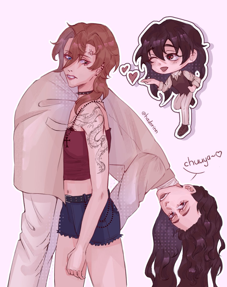 hadorinn's tweet photo. happy valentine with yuri skk❤️‍🩹 #bsd #femskk #soukoku https://t.co/KgDzpBv4Hn