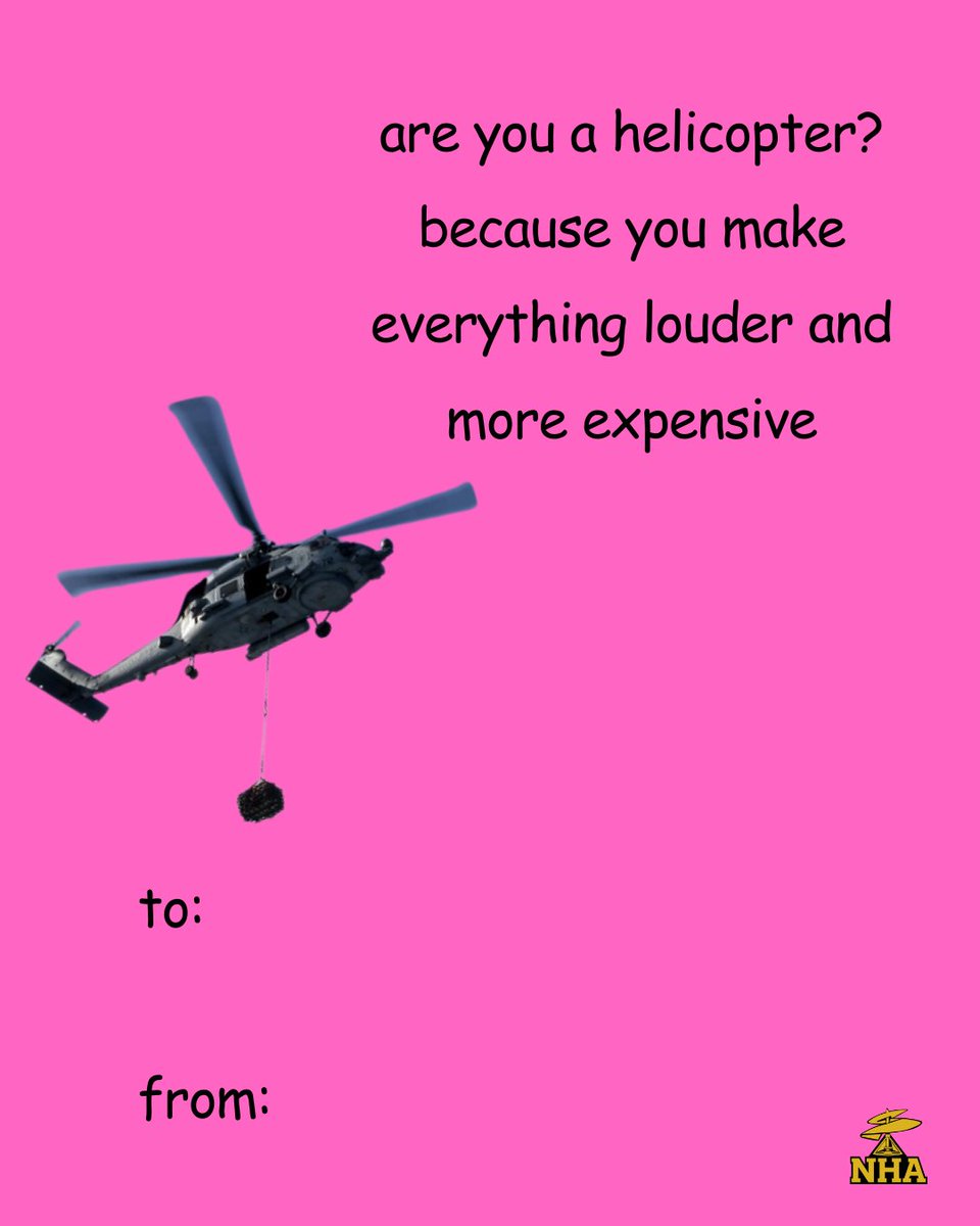 NavalHelicopter's tweet photo. Happy Valentine’s Day from the Naval Helicopter Association 💌🚁 https://t.co/9NoReklgYJ