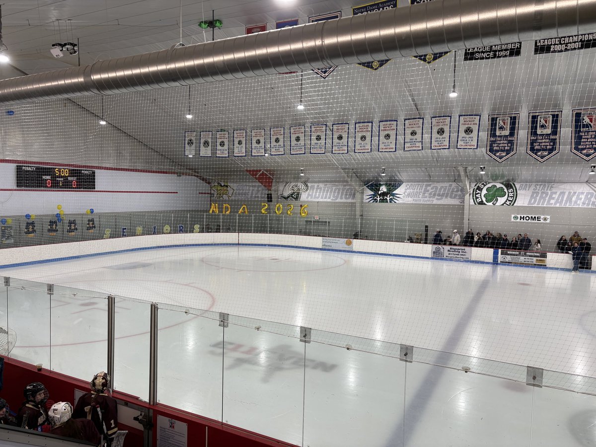 Hello from Rockland Arena, where No. 2 <a href="/ndaathletics/">NDAHingham Athletics</a> (12-1-3) is getting ready to host unbeaten Algonquin (18-0-0) in a huge girls’ hockey matchup.

Senior day for the Cougars so a bit of a late start.

Updates as service allows for <a href="/GlobeSchools/">Boston Globe Schools</a>!