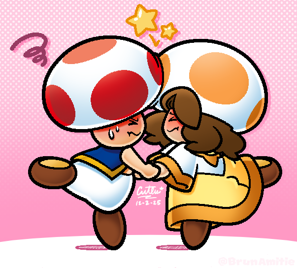 BrunAmitie's tweet image. happy valentine's day! sadly i don't have a new drawing today... so here's reposting some favorite draws of toad and i... ♡

#yumeship