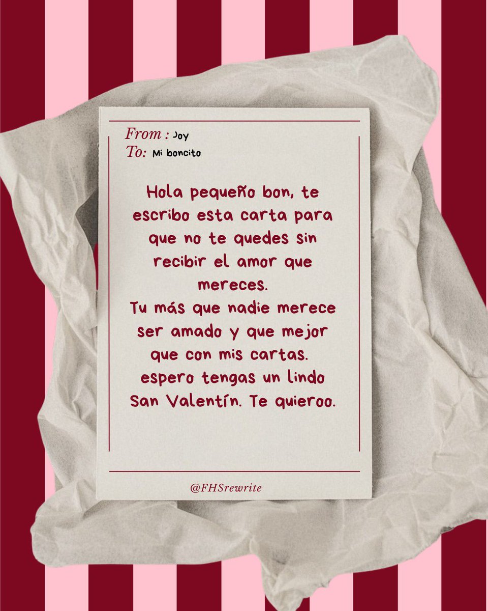 FHSRemake2026's tweet photo. De: Joy 
Para: Bon

Está hermosa carta ha llegado a nuestras manos de parte de la chica más linda de la HS.
Recuerden, 14/02 también se trata de amistad, abracen a sus mejores amigos.

#fnafhs #SanValentín #FHSRewrite #fhstwt #fnaf #FHS10AÑOS https://t.co/ZSaYYJGeuh