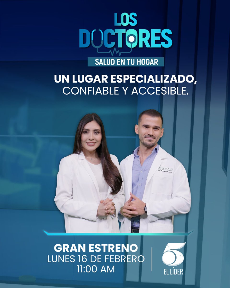 televicentrohn's tweet photo. Todos tenemos un consejo. No todos tenemos información.
#LOSDOCTORES: un lugar especializado, confiable y accesible.
🩺 Los Doctores – Salud en Tu Hogar
🗓️ Gran estreno lunes 16 de febrero | ⏰ 11:00 A.M.
📺 Canal 5, El Líder
#GranEstreno #NuevoPrograma #Salud https://t.co/C4MKhnJMaC