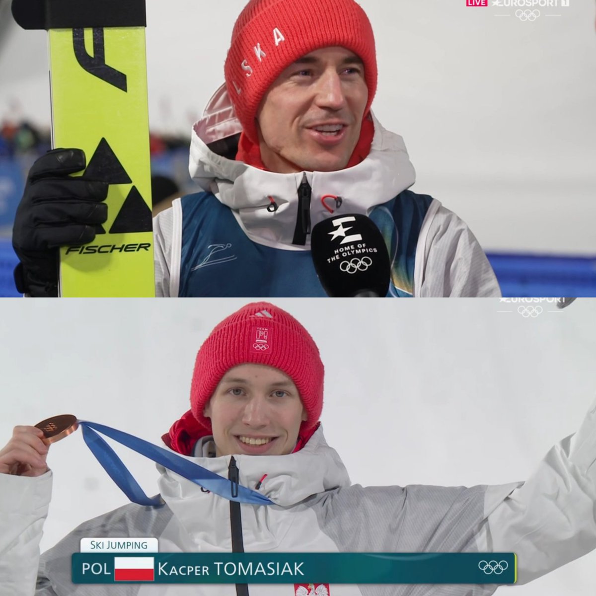 Kamil Stoch dla Eurosportu pięknie o Kacprze Tomasiaku:
– Kacper pisze piękną historię. Bynajmniej nie wchodzi w czyjeś buty, tylko zakłada swoje, nowiutkie, świeże. Ma przed sobą jeszcze mnóstwo lat kariery i mam nadzieję, że takie wyniki jak moje i Adama, on będzie pożerał i