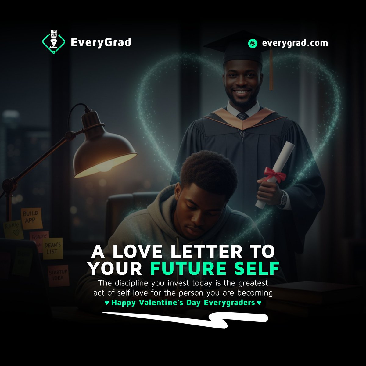EveryGrad's tweet photo. 👉 A Love Letter to your Future. ❤️

Today, we celebrate the discipline you put into your research. 

You are building something great. Happy Valentine’s Day from EveryGrad! 

#EveryGrad #Valentines #LoveYourVision https://t.co/TTveE8MVrR